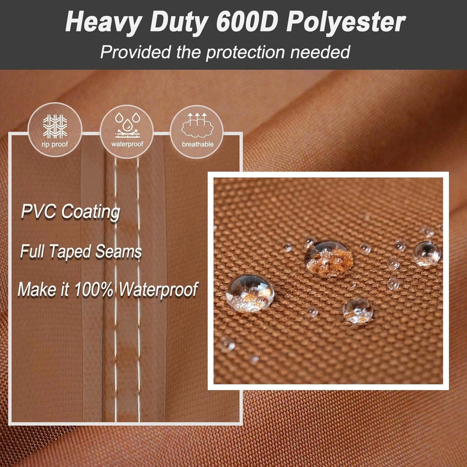 NettyPro Waterproof Heavy Duty BBQ Grill Cover 3-6 Burner Gas Barbecue Grill Cover,Fadeproof & UV Resistant, Barbecue Gas Grill Cover for Weber, Char-Broil, Brinkmann, Jenn Air, Nexgrill Grills and More, 52" 56“ 60” 68" 70“ Inch optional,Brown color