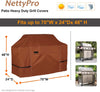 NettyPro Waterproof Heavy Duty BBQ Grill Cover 3-6 Burner Gas Barbecue Grill Cover,Fadeproof & UV Resistant, Barbecue Gas Grill Cover for Weber, Char-Broil, Brinkmann, Jenn Air, Nexgrill Grills and More, 52" 56“ 60” 68" 70“ Inch optional,Brown color