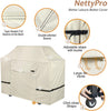 NettyPro Waterproof Heavy Duty BBQ Grill Cover 52" 56“ 60” 64" 68“ Inch 3-6 Burner Gas Barbecue Grill Cover, Fits Weber Char-Broil Nexgrill Brinkmann Grills and More, Beige color, 52W | 56W | 60W | 64W | 70W X24D X46H optional