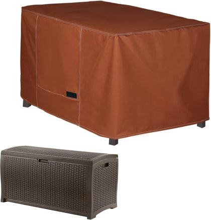 NettyPro Deck Box Cover, Outdoor Patio Waterproof Storage Box Bench Cover for Rectangular 150-230 Gallon Resin Large Deck Box,54 x 28 x 24 inch, Brown color