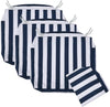 NettyPro Outdoor Cushion Slipcovers Waterproof 4 Pack Patio Chair Seat Cushion Covers with Zipper and Tie, 20x18x4 Inch, 22x20x4 Inch, 24x24x4 Inch, Replacement Cover Only, Stripes Navy Blue and White