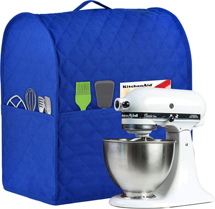 Nettypro Stand Mixer Dust Cover with 3 Pockets Compatible with KitchenAid Tilt Head, Easy Cleaning,Waterproof,Can Ironable (Blue, Fits for 4.5-Quart and All 5-Quart)