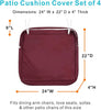 NettyPro Outdoor Cushion Covers Replacement Set 4 Water Repellent UV Resistant Patio Chair Seat Cushion Slipcover with Zipper and Tie,different dimension optional, 20x18x4 Inch, 22x20x4 Inch, 24x22x4 Inch, 24x24x4 Inch, Burgundy