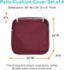 NettyPro Outdoor Cushion Covers Replacement Set 4 Water Repellent UV Resistant Patio Chair Seat Cushion Slipcover with Zipper and Tie,different dimension optional, 20x18x4 Inch, 22x20x4 Inch, 24x22x4 Inch, 24x24x4 Inch, Burgundy