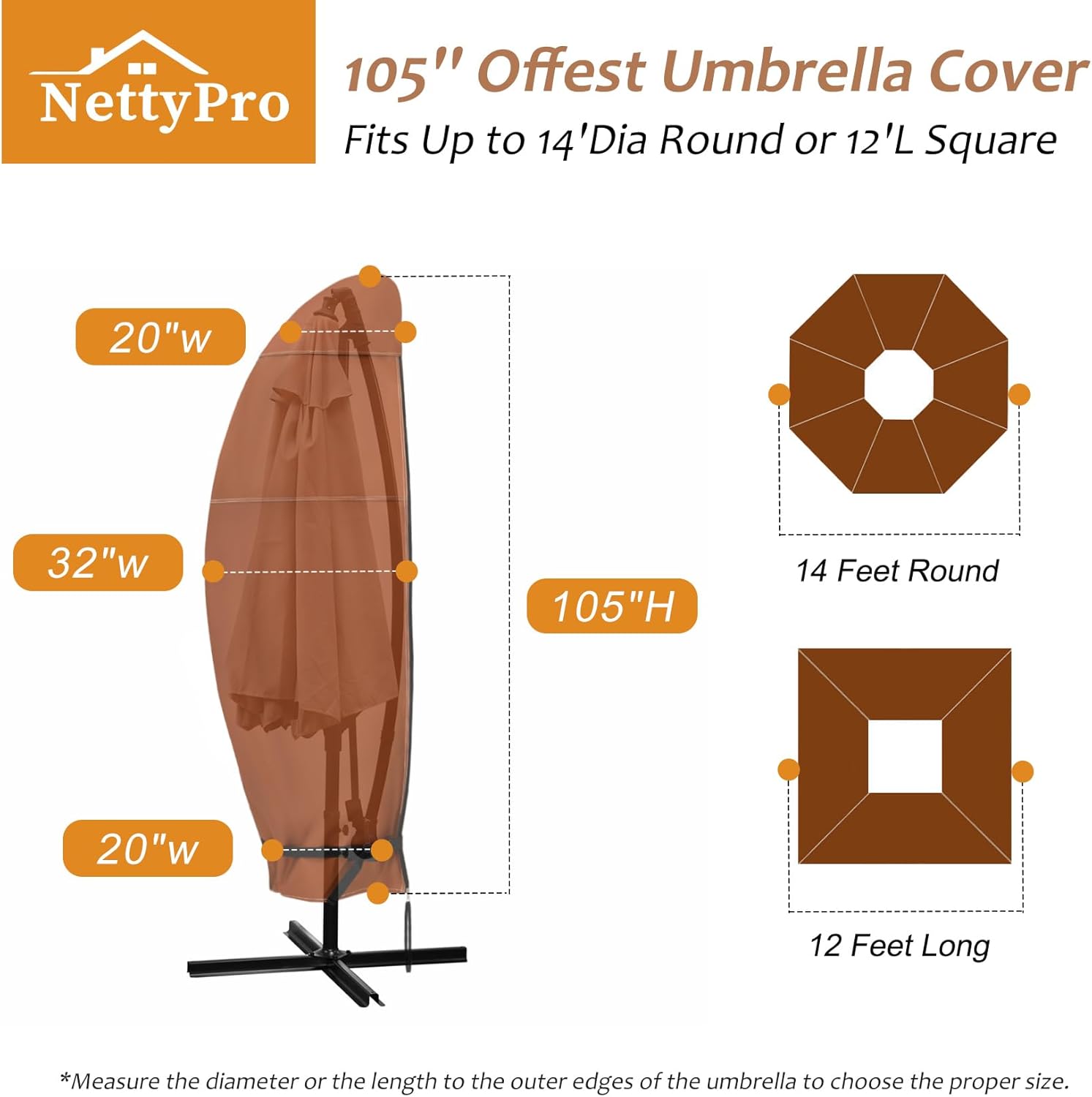 NettyPro Patio Outdoor Umbrella Cover for 7.5 to 14FT Offset Umbrella, – NETTY PRO NettyPro Patio Outdoor Umbrella Cover for 7.5 to 14FT Offset Umbrella, – NETTY PRO