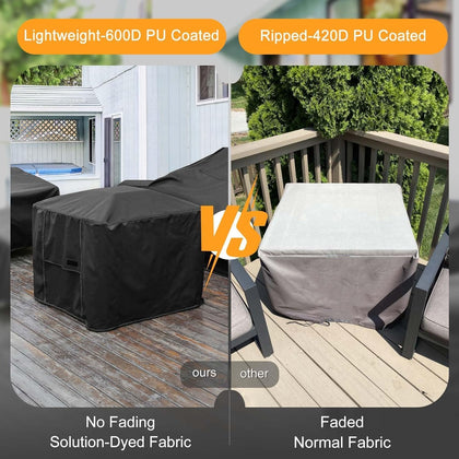 NettyPro Fire Pit Cover Fade Resiatant Waterproof Heavy Duty 600D Outdoor Patio Square Firepit Cover for Gas Propane Fire Pit Table, 44 x 44 x 24 Inch, different dimension optional, Black