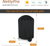 NettyPro Grill Cover for Charcoal Kettle Grill 22 inch, Heavy Duty Waterproof Outdoor Round Smoker Cover, Fade and UV Resistant Small BBQ Grill Cover, 27" W x 25" D x 35" H, Black