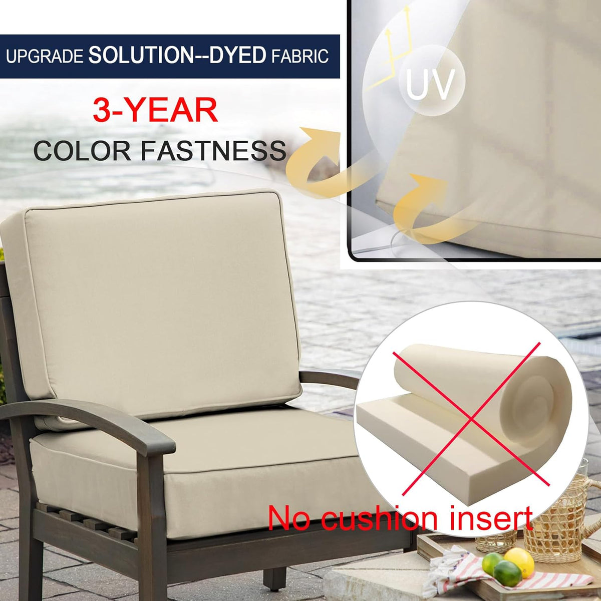 NettyPro Outdoor Cushion Covers Replacement Set 4 Water Repellent UV R ...
