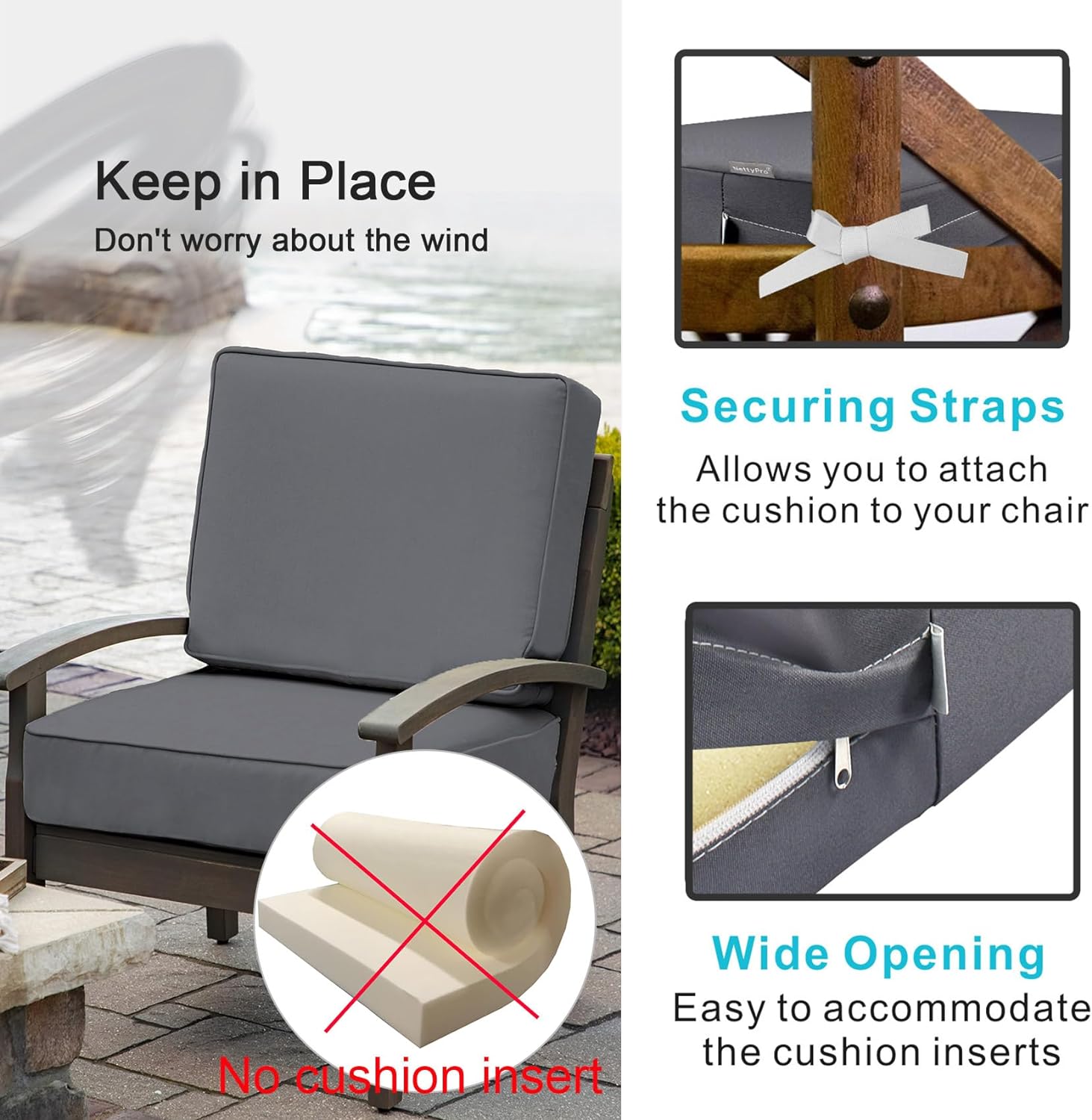 Outdoor Couch Cover NettyPro Patio Chair Seat Cushion Covers Set