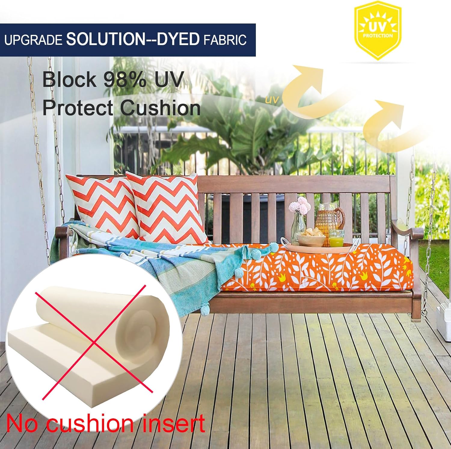 Netty Bench NettyPro Outdoor Patio Bench Swing Loveseat Cushion Cover, Water Resis ...