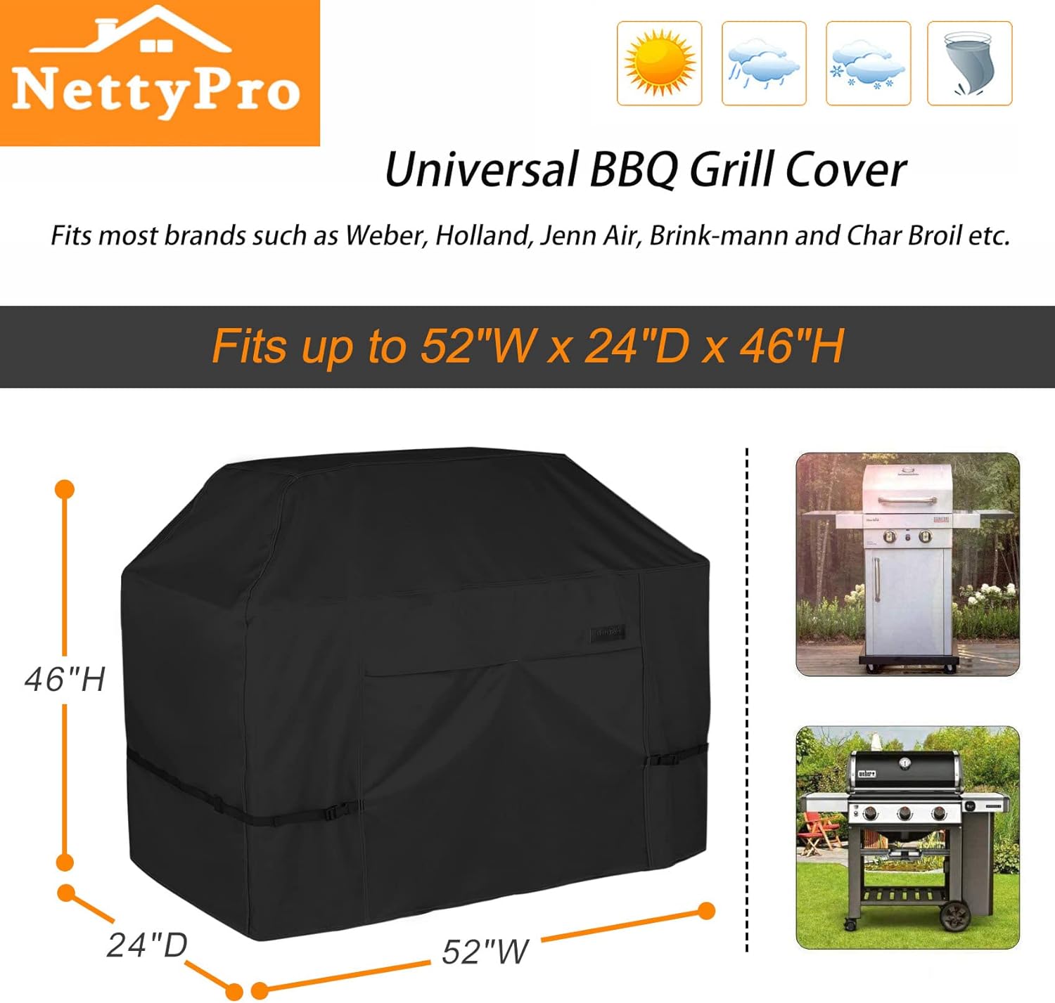 SunPatio Outdoor Grill Cover Compatible For Weber Q 100