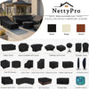 NettyPro BBQ Grill Cover Heavy Duty Waterproof 32 Inch, Fadeproof & UV Resistant, Barbecue Cover for Small Weber, Char-Broil, Brinkmann, Jenn Air, Nexgrill Grills 2 Burner, Black