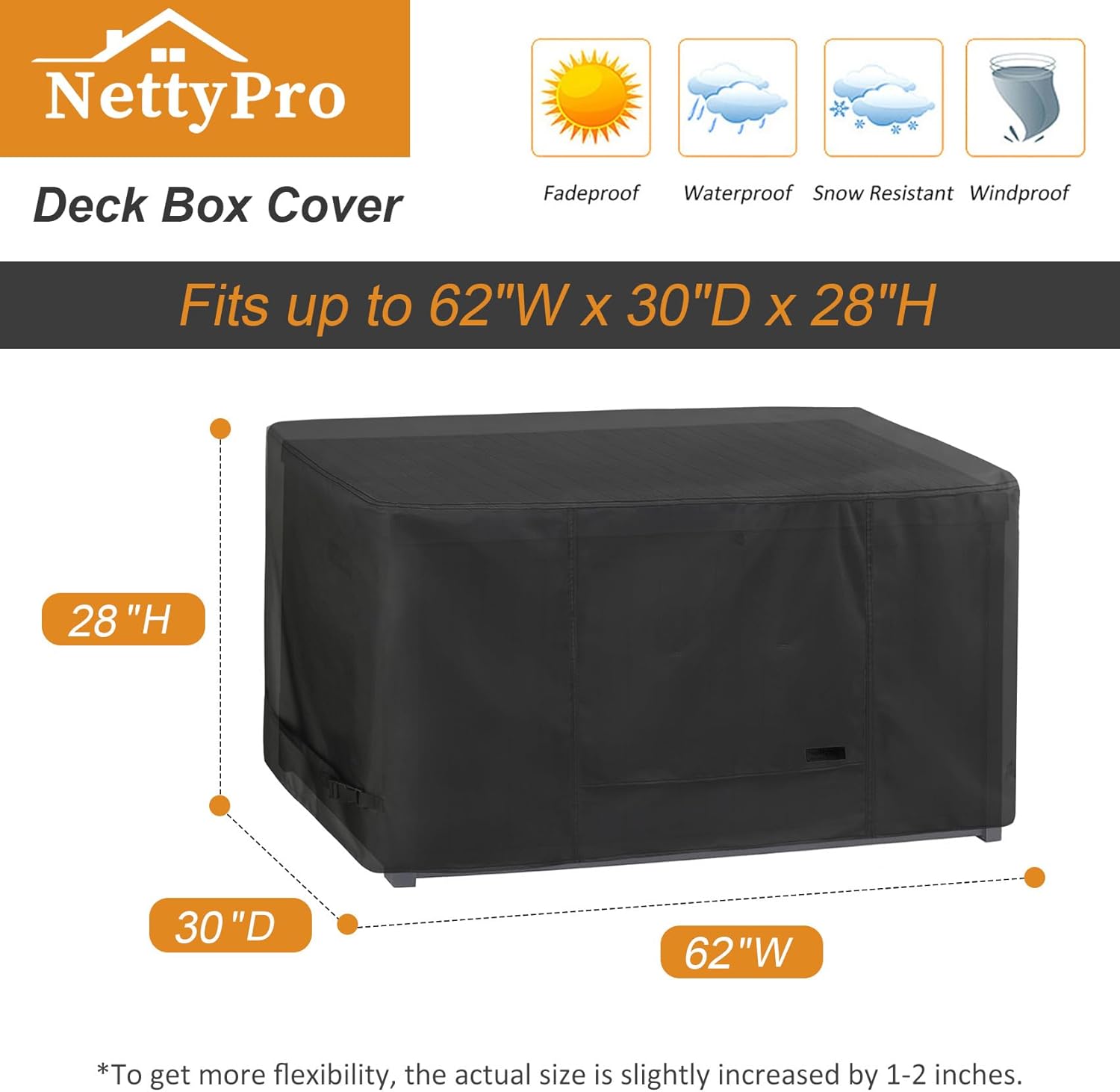 Netty Bench NettyPro Deck Box Cover, Outdoor Patio Waterproof Storage Box Bench Co ...
