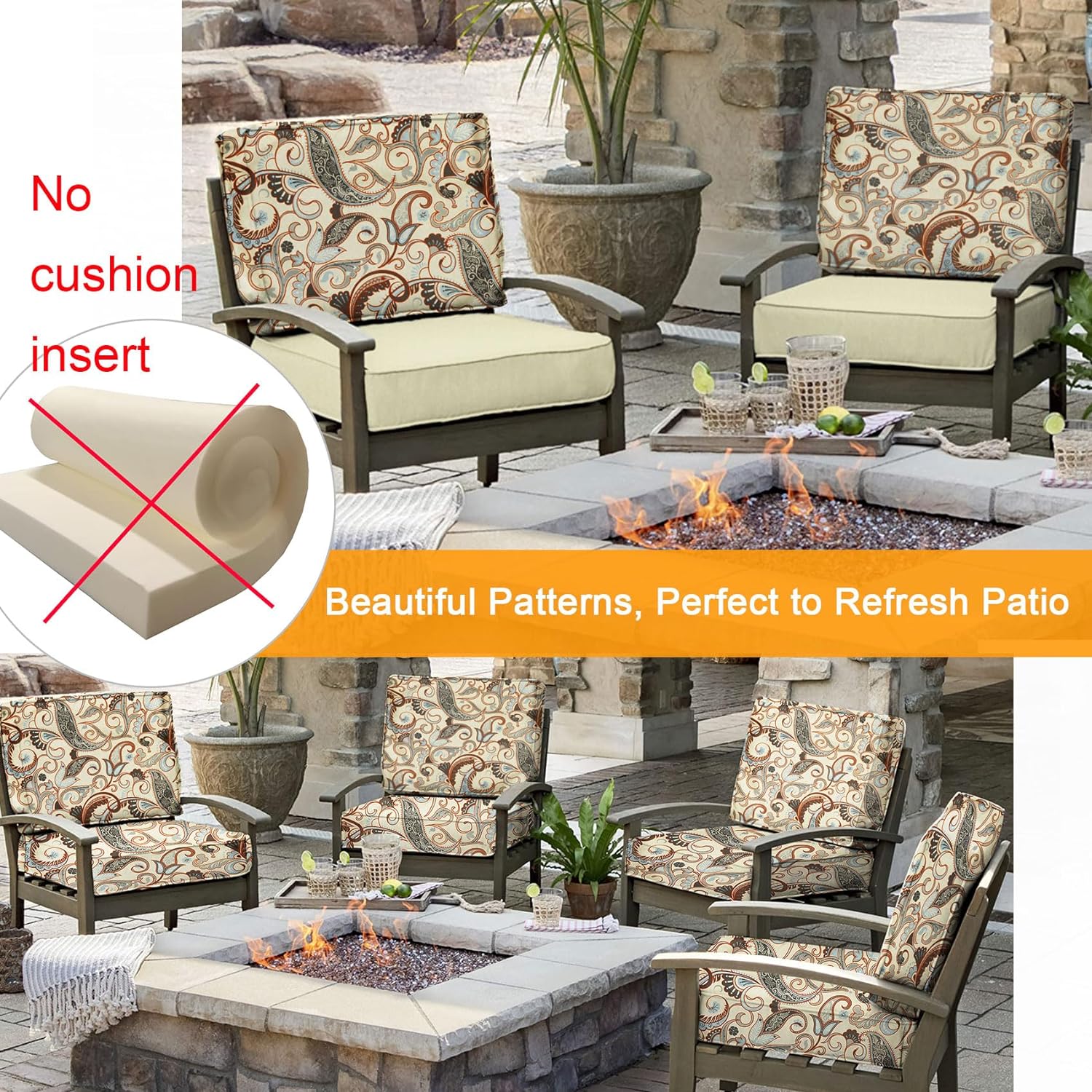 Patio Back Cushion Covers NICETOWN Outdoor Seat Cushion Covers