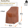 NettyPro Patio Stackable Chair Covers 2pack a set, Waterproof Outdoor Stack Chair Furniture Covers, 26 W x 35 D x 45 H Inch, Brown color