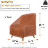 NettyPro Outdoor Dining Chair Covers, 26" 30" 34" 2pack a set Standard Waterproof Patio Chair Covers , Brown color，26W x28D x28H | 30W x33D x34H | 34W x37D x36H inch optional
