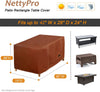 NettyPro Rectangular Fire Pit Table Cover 42" 48" 54" 58" Waterproof Heavy Duty Outdoor Patio Firepit Cover Rectangle, Brown color,42"W x 28"D x 24"H |  48"W x 28"D x 24"H | 54"W x 28"D x 24"H | 58"W x 30"D x 26"H optional