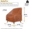 NettyPro Outdoor Dining Chair Covers, 26" 30" 34" 2pack a set Standard Waterproof Patio Chair Covers , Brown color，26W x28D x28H | 30W x33D x34H | 34W x37D x36H inch optional