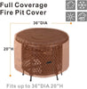 NettyPro Outdoor Firepit Cover Round 26" 32" 36" 40" 44" Waterproof Patio Fireplace Bowl Cover All Weather Protection, Brown color,26D X16H | 32D X18H | 36D X20H | 40D X20H | 44D X24H  | 50D X24H  Optional